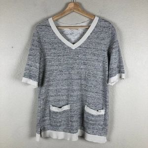 𝅺soft Surroundings Sweatshirt Sweater Black Cream V Nk Comfy Casual Size Small